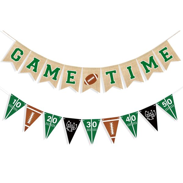 Uniwish Game Time Burlap Banner Football Party Decorations Sports Football Theme Baby Shower Birthday Party Favors Indoor Outdoor Home Decor