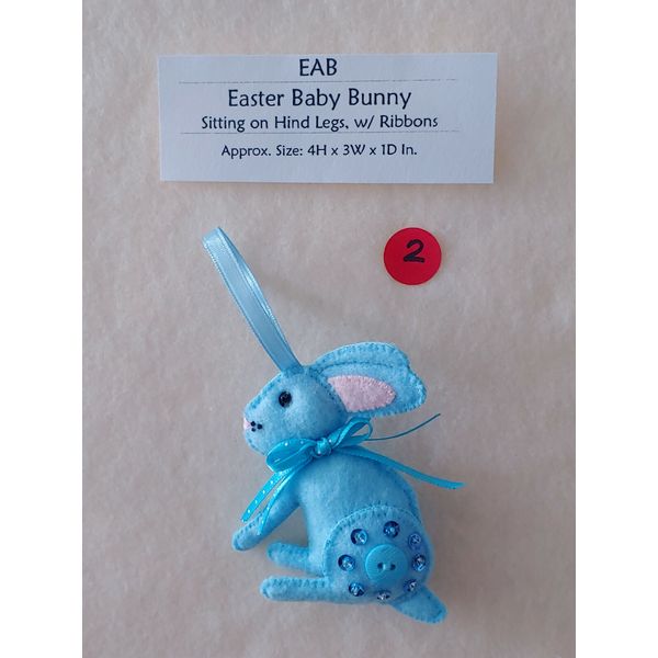 Handmade! Easter Bunny, Sitting on Hind Legs. New, Felt Hanging Ornaments (EAB)