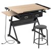 Adjustable Height Drafting Drawing Table Tiltable Tabletop Edge Stopper Natural