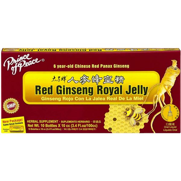 Prince Of Peace Red Ginseng Royal Jelly, 10 Bottles, 0.34 fl. oz. Each – Energy Boosting Supplement – Ginseng Shots to Go – Support The Body’s Energy System