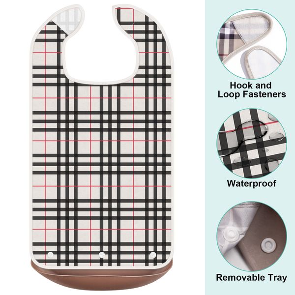 2 Pack Adult Bibs with Tray for Eating Reusable Waterproof Clothing Protector