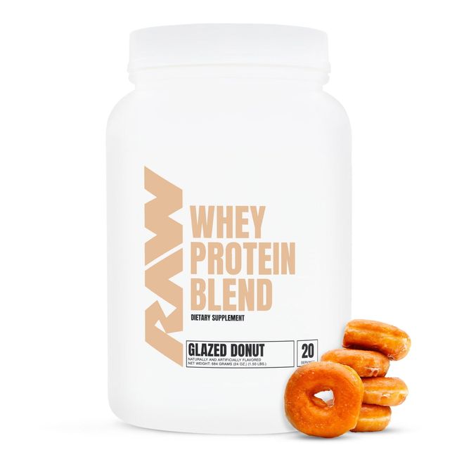 RAW Nutrition Whey Protein Powder Glazed Donut, 20 Servings 25 g of Whey Protein