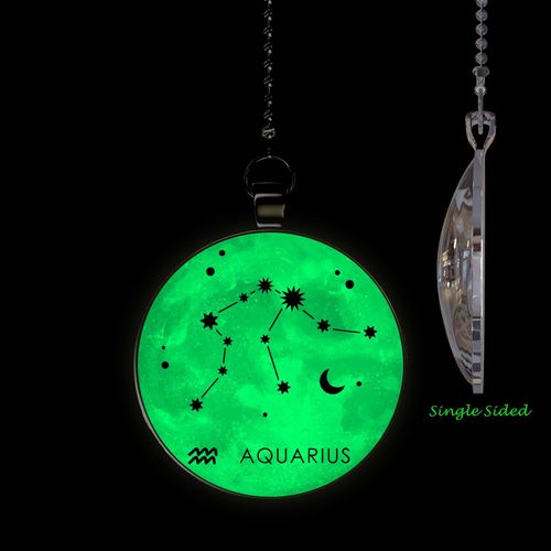 Single Sided Glow in The Dark Aquarius Zodiac Moon Fan Pull Pendant – Celestial Decor