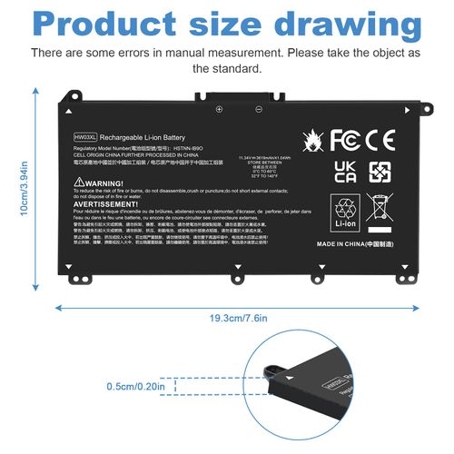 HW03XL L97300-005 Laptop Battery for HP Pavilion 15-EG 15-EH 17-CN 17-CP 15-eg0073cl 15-eg0070wm 15-eh0050wm 17-cn0xxx 17-cn0023dx 17-cn0053cl L96887-421 L96887-AC1 HWO3XL HW03041XL L96887-1D1 41.04Wh