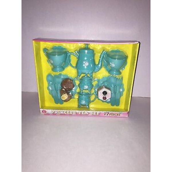 Pretend Play Bluish Green Princess Tea Set-17 Pieces