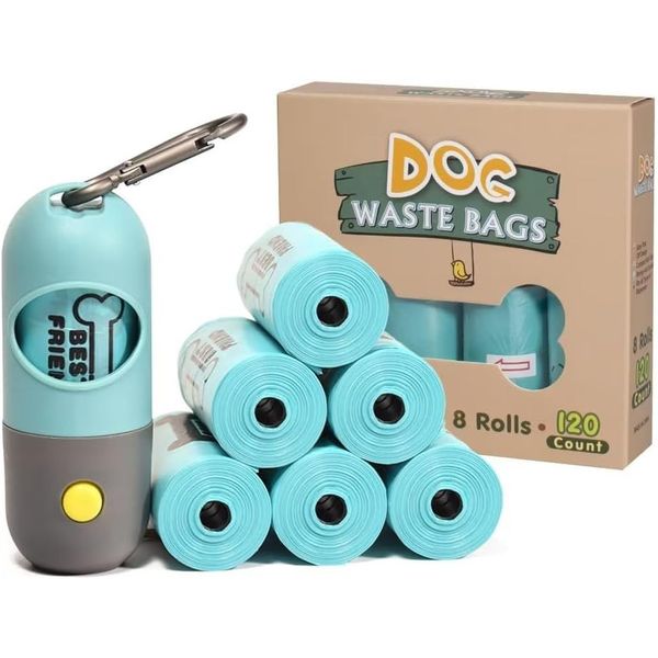 Dog Poop Bags, 8 Rolls Guaranteed Leak-Proof Doggie Poop Bags, Extra Thick Waste