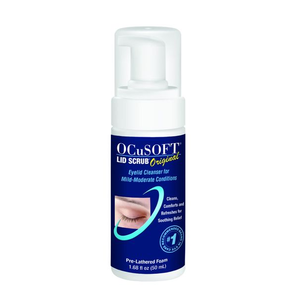 OCuSOFT Lid Scrub Original Foaming Eyelid Cleanser - Mild Instant Foaming Eyelid & Eyelash Cleanser - Daily Eyelid Wash to Remove Oil, Dust, Pollen & Eye Makeup - 1.68 fl oz