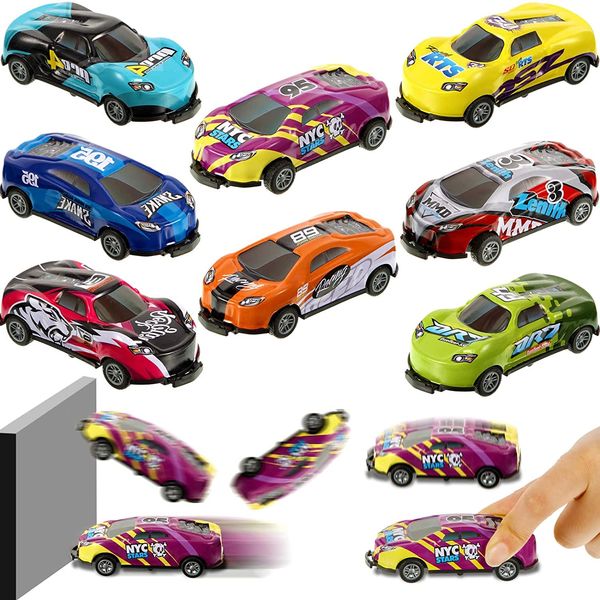 Pipihome Creativity Mini Car Models, Stunt Toy Car, Jumping Stunt Car, Micro Racer Pocket Racer Spin Toys, Pull Back Vehicles, Small Game Prizes for Children Kids Boys (8pcs)