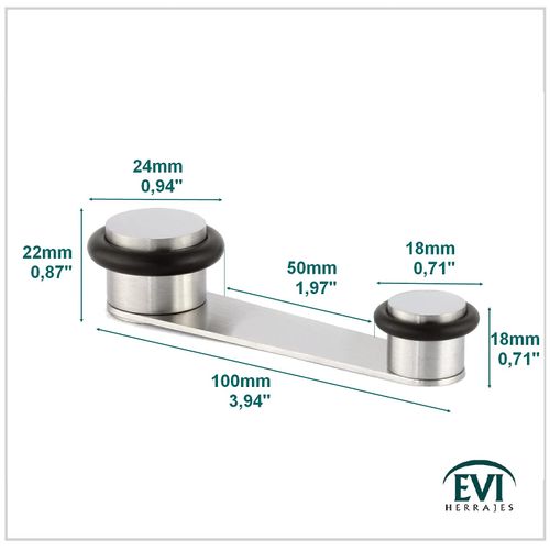Evi Fittings I-164-ad Door Stop with Retainer Rotary,Wedge Stooper,Stainless Steel, Adhesive or Screw Fix.