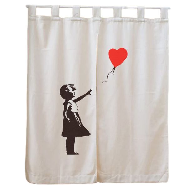 Noren Banksy Blindfold Long Stylish Room Divider Blackout Scandinavian Noren, Easy to See Funny, Soft, Decorative, Entryway, Door Curtain, Kitchen, Living Room, Restaurant, Entrance, Doorway, Width