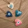 VIE Evil Eye Pendant, Heart, Cream