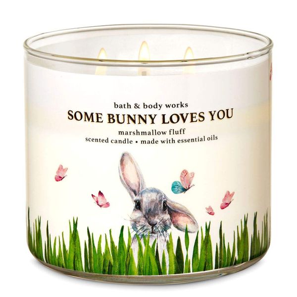 Bath and Body Works Easter Candle - Some Bunny Loves You Marshmallow Fluff Scented Candle - Large 14.5 Ounce 3-Wick - New for Spring Easter 2020