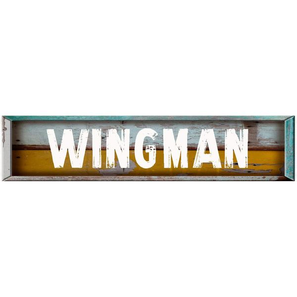 Wingman Rectangle Rustic Painted Wood Look Decal Bumper Sticker for use on Any Smooth Surface