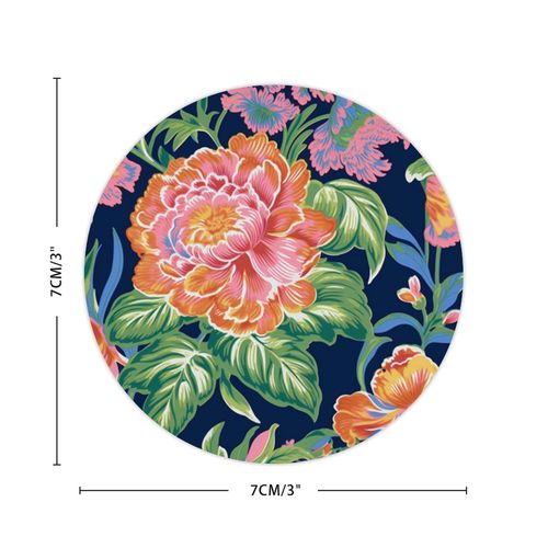 luckluccy Floral Bright and Cheery Chinoiserie Sticker Graphic Oriental Sticker Decal Round Labels Durable Artistic Sticker Vinyl Computer Cup Stickers Aesthetic Adults Stuff 3inch 50 Pieces
