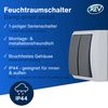 REV 0511571777 AquaForm Series Switch for Wet Rooms, IP44, 1-Pole, Surface-Mounted, Grey