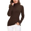 Exchic Women's Basic Long-Sleeved Slim Fit Turtleneck Sweatshirt - l