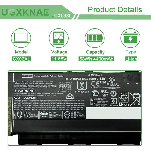 UGXKNAE CX03XL Laptop Battery Compatible with HP EliteBook X360 830 G7 EliteBook x360 830 G8 Series HSTNN-IB9G HSTNN-LB8R L77624-422 L77624-421 L77624-1C1 L78551-005 CX03053XL 11.55V 53Wh 4400mAh