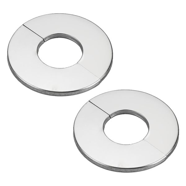 Wall Split Flange Pipe Covers Chrome, Drain Pipe Cover Pipe Snug Stainless Steel Round Escutcheon Plate for Diameter Pipe, 2Pcs Radiator Pipe Collars, Sliver (24mm)