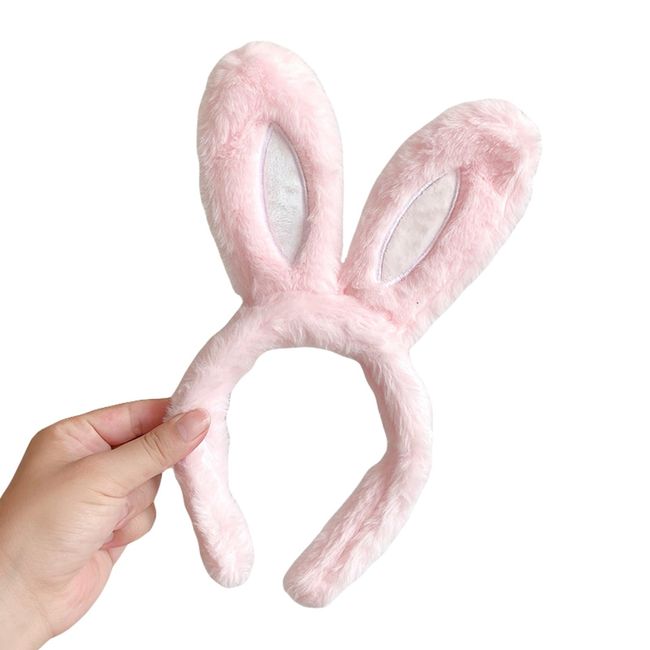 SXYPAYXS-Easter Bunny Ears Headband Cute Plush Cosplay Costumes for Women Girls Party Costumes Props Hair Accessories (Pink, One Size)