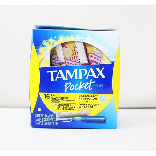 Tampax Pocket Pearl Plastic Regular Tampons Unscented 16 Count