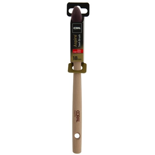 Coral 33712 Aspire 18MM Round Sash Paint Brush Professional Firm Pointed Profile for Fast Accurate Detail Cutting-in Ultra-Smooth Finish with Trade Emulsion or Gloss FSC Wood Handle