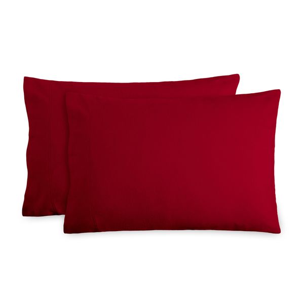 Bare Home Flannel Standard Pillowcases Set of 2-100% Cotton - Velvety Soft & Cozy - Double Brushed Heavyweight Flannel Pillowcases (Standard Pillowcase Set of 2, Red)