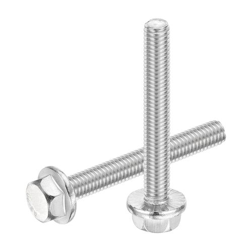 uxcell 25Pcs M6 x 45mm Hex Serrated Flange Bolts Screws, 304 Stainless Steel Flanged Hex Head Bolts Flange Hexagon Screws for Households, Machine Tools, and DIY Project, Silver