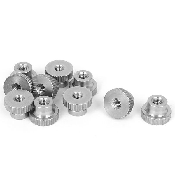 sourcing map Knurled Thumb Nut, 10Pcs M4x0.7mm 304 Stainless Steel Round Knobs Fasteners for 3D Printer Parts, Silver Tone