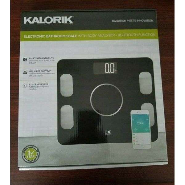 NEW Sealed Kalorik Electronic Analysis Bluetooth Body Fat Scale - Black