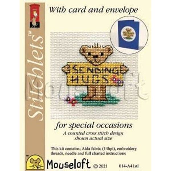 Mouseloft Sending Hugs - mini counted cross stitch card kit