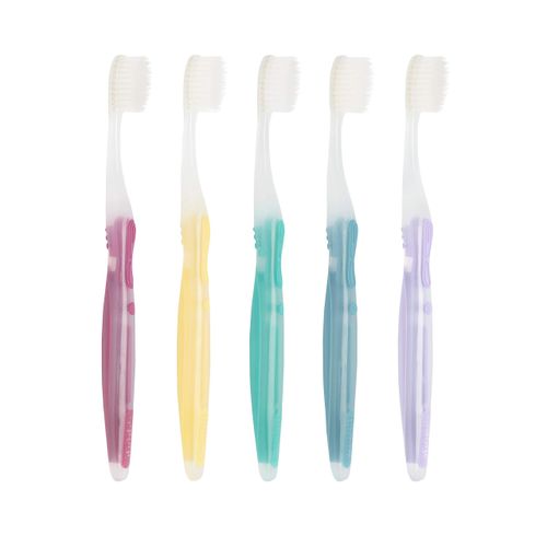 Nimbus Extra Soft Toothbrushes (Compact Size Head) Periodontist Design Tapered Bristles for Sensitive Teeth and Receding Gums, Individually Wrapped Plaque Remover Toothbrush (5 Pack, Colors May Vary)