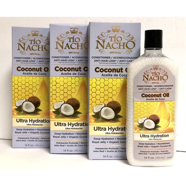 3 Tio Nacho Hair Conditioner Ultra Hydration Coconut Oil (Anti Hair Loss)  14 Oz