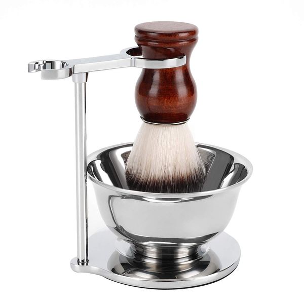 SANWA Deluxe Shaving Kit for Men,Stainless Steel Shaving Razor&Brush Stand Holder Soap Bowl Shave Brush Kit,Boyfriend Husband Dad Birthday Fathers Day for Him