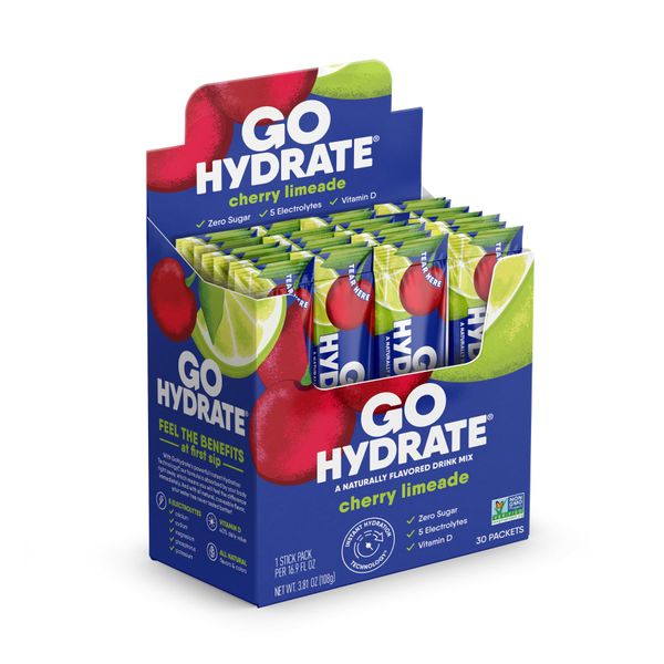 GoHydrate Electrolyte Drink Mix - A Naturally Flavored, Sugar Free, Hydration Powder (Cherry Limeade, 30 Count (Pack of 1))