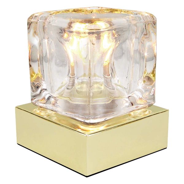 Ambient Glass Ice Cube Touch Dimmable Table Lamp Gold Base with G9 Bulb M0110
