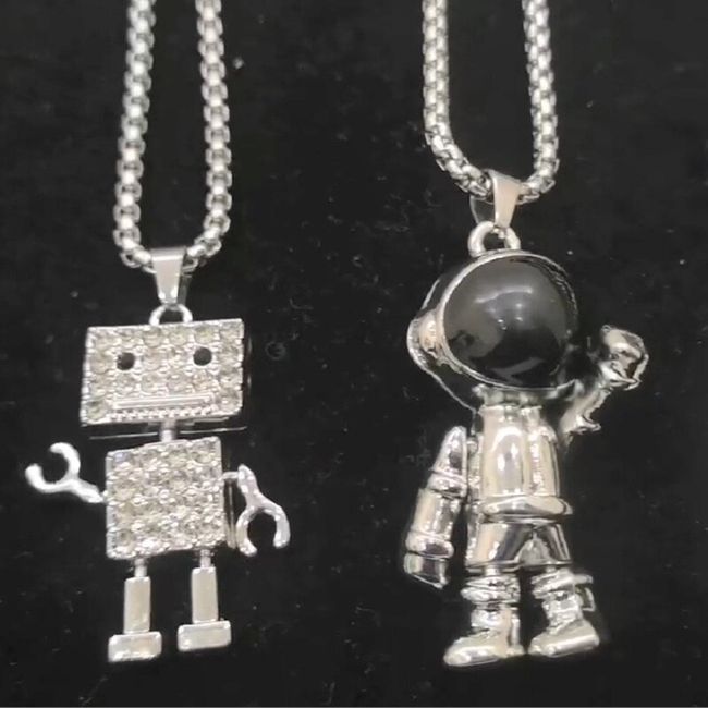 Astronaut Necklace For Men Women Stainless Steel Silver Fashion