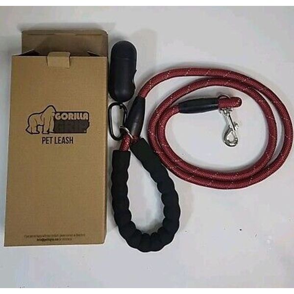 Gorilla Grip Pet Leash 5.5 Foot Red