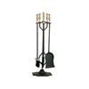 Dagan Five Piece Fireplace Tool Set, Black and Antique Brass