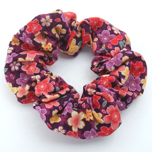 Leaf Cat Matching Japanese Pattern Scrunchie Cherry Blossom Purple Pattern for Cat Owners