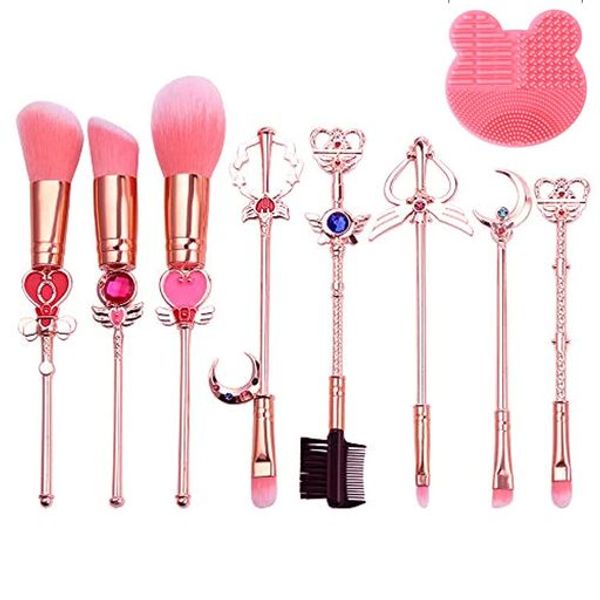 SMAELE Makeup Brush Set Popular Sailor Moon Makeup Brush Makeup Tool Brush Eye Brush Set Makeup Brush Set Super Soft Cute Professional Tool Set Includes Pink Bag and Brush Cleaner 