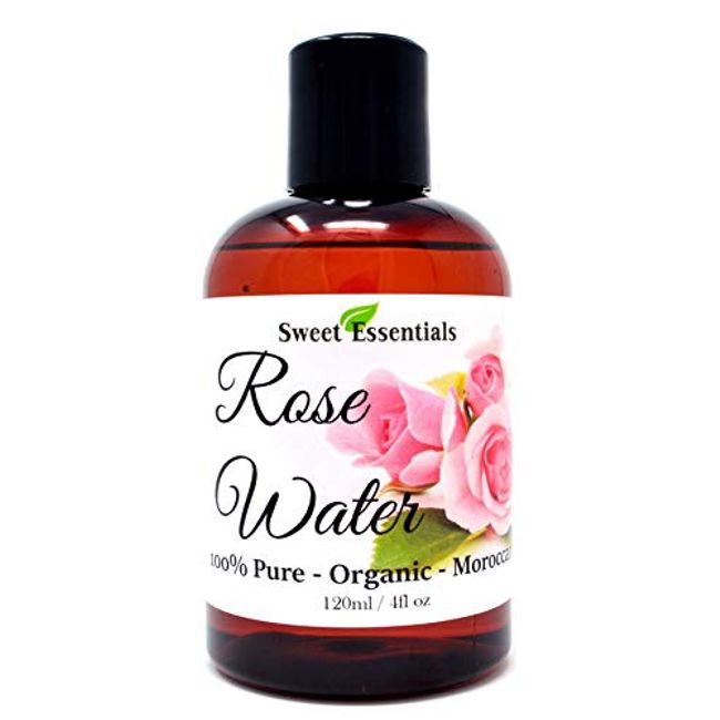 Premium Organic Moroccan Rose Water - 4oz - Imported from Morocco - 100% Pure (Food Grade) No Oils or Alcohol - Rich in Vitamin A & C. Perfect for Reviving, Hydrating & Rejuvenating Your Face & Neck