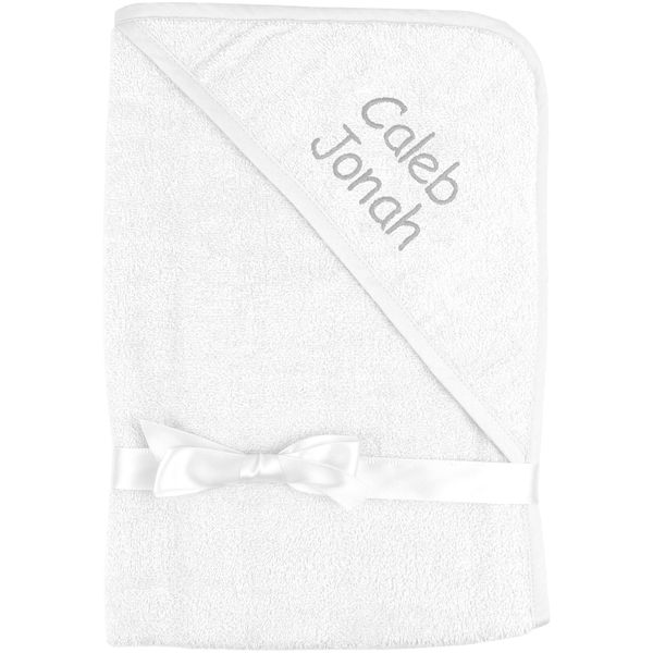 TeddyT's Personalised Boy's Super Soft Hooded Bath Towel (White)