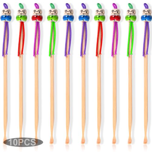 10pcs Bamboo Ear Pick Ear Cleaner Ear Spoon Earwax Curette Remover Earpick Tool Hanging Clean Tool for Ear for Adult Children