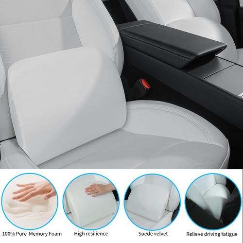 TOPABYTE Lumbar Support Pillow Ergonomic Memory Foam Lumbar Pillow for Lower Back Pain Relief - Back Cushion for Driving, Chair Support for Car, Office & Gaming Chairs (White, 1PC)