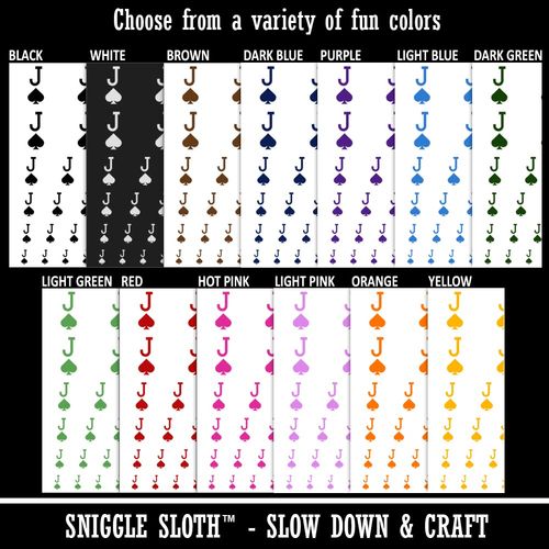 Jack of Spades Card Suit Temporary Tattoo Water Resistant Fake Body Art Set Collection - Black (One Sheet)