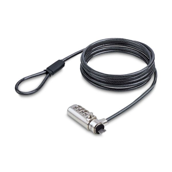StarTech.com Slim Lock K-Slot Compatible, 6.6ft (2m) Combination Locking Cable, Desk Anti-Theft Security For Laptop/Notebook