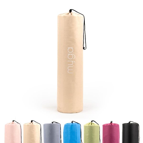 Myga Yoga Mat Bag - Compact Carry Bag for Yoga, Pilates, Fitness & Exercise Mat with Adjustable Strap for Women & Men - Lightweight Waterproof Travel Bag for Home Gym and Studio - Beige