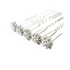 WedDecor 10pcs Silver Wedding Hair Pins with Crystal Rose Flower Design & Rhinestone Diamante Silver Plated Bridal Hair Clips Accessories for Women Wedding & Girls Bridesmaids Prom