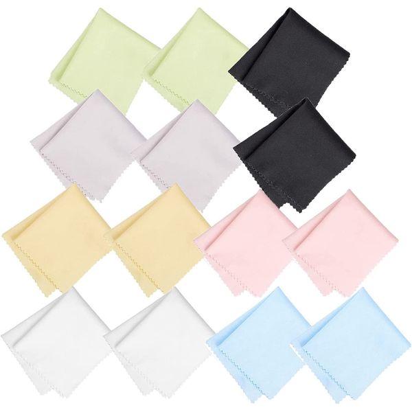 14 Pack Eyeglasses Cleaning Cloth, 7x6 inch Premium Microfiber Glasses Cleaner Cloth Glass Wipes for Laptop Camera Lenses iPad LCD Screens