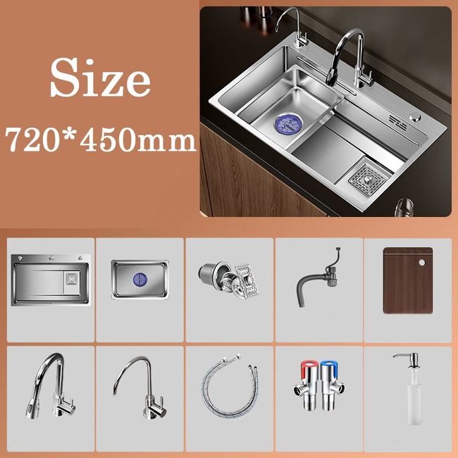 Kitchen Sink 304 Stainless Steel Nano Raindance Waterfall Home